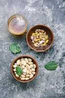 Pistachio nuts in a bowl