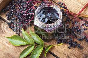 Elderberry jam in a jar