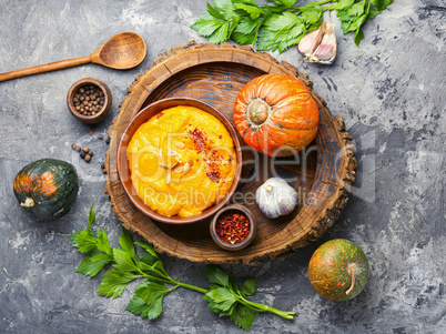 Pumpkin soup with pumpkin seeds