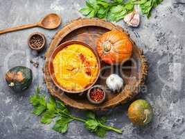 Pumpkin soup with pumpkin seeds