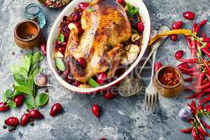Baked chicken in berry sauce