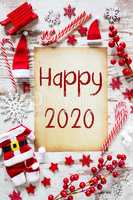 Bright Christmas Flat Lay, English Text Happy 2020
