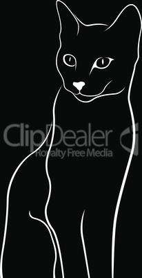 Black stencil of abstract cute cat