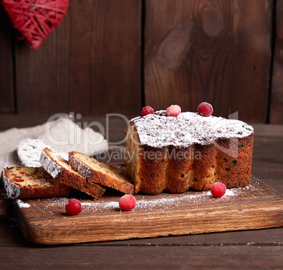 traditional Christmas cake stollen cut into pieces