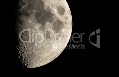 Close-up moon movement in space.