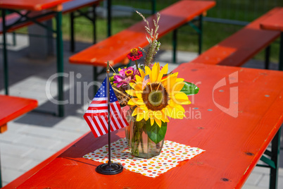 flower decoration with flags