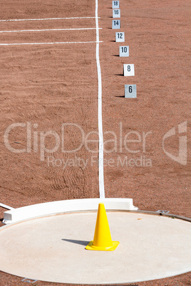 shot put area with lines and numbers
