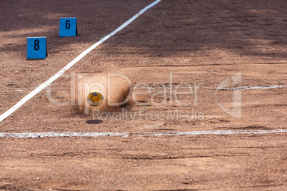 sphere and numbers at the shot put