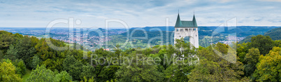 panoramic picture of the Schoenberg tower with view