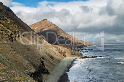 Krossnesfjall mountain on the eastside of Iceland