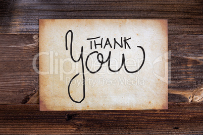 Old Paper, Calligraphy Thank You, Wooden Background
