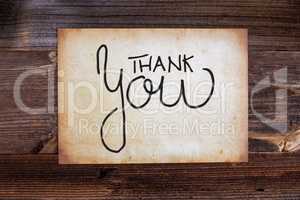 Old Paper, Calligraphy Thank You, Wooden Background