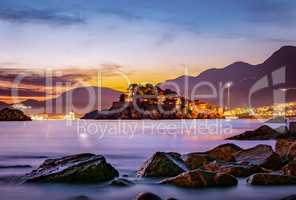 Sveti Stefan at sunset