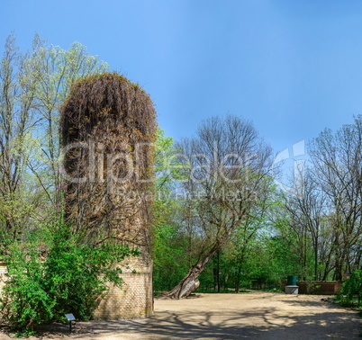 Old water tower building in Askania Nova Arboretum