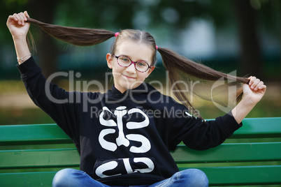Girl with hairstyle ponytails