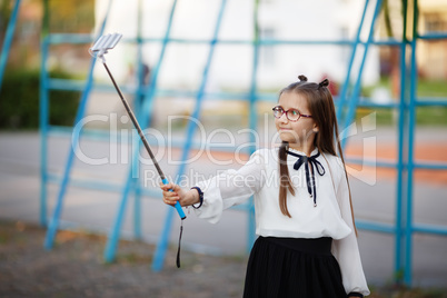 Schoolgirl making selfie