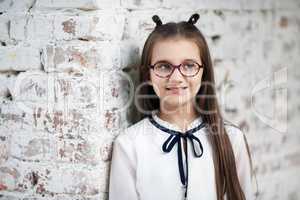 Schoolgirl with glasses