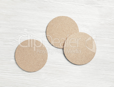 Three cork coasters