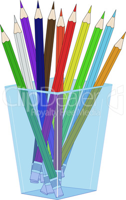 Glass with colored pencils