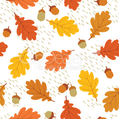 Autumn leaves seamless pattern. Fall leaf and berries. Floral nature icons. Autumnal background.