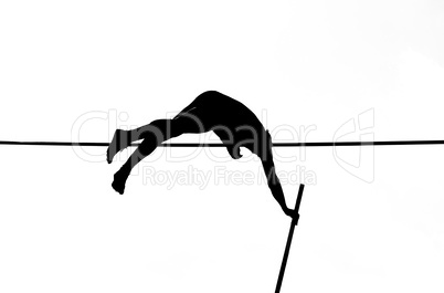 pole vault athlete in black and white