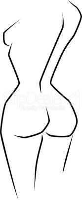 Abstract silhouette of woman body from back