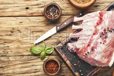 Pork chops on a cutting board