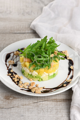 Salad with avocado, mango and mozzarella