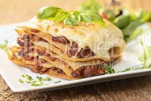 lasagna on wood