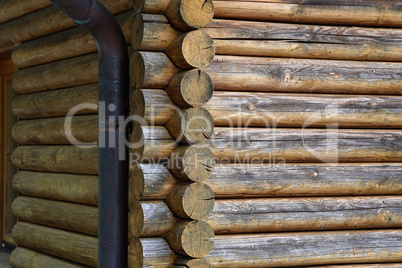Log cabin home - Wall of house from logs