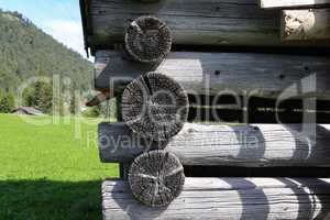 Log cabin home - Wall of house from logs