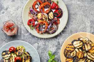 Grilled vegetables on a plate