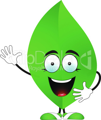 Smiling green leaf says Hello