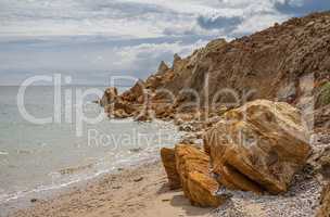 Shell rocks on the coast of Odessa in Ukraine
