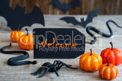 Black Label, Text Welcome, Scary Halloween Decoration