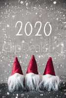 Three Red Gnomes, Urban Cement, Snowflakes, Text 2020