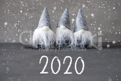 Three Gray Gnomes, Urban Cement, Snowflakes, Text 2020