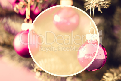 Blurry Rose Balls, Copy Space, Christmas Tree