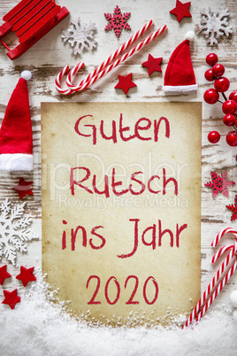 Bright Christmas Flat Lay, Guten Rutsch 2020 Means Happy New Year