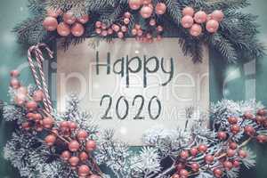 Christmas Garland, Fir Tree Branch, Snowflakes, Text Happy 2020