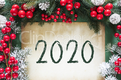 Christmas Decoration Like Fir Tree Branch, Text 2020