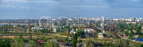 Panoramic top view of the industrial district of Odessa, Ukraine