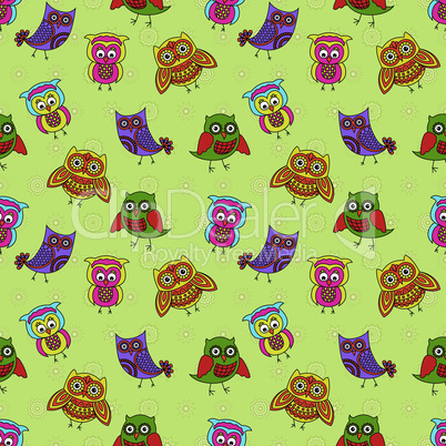 Seamless pattern with owls