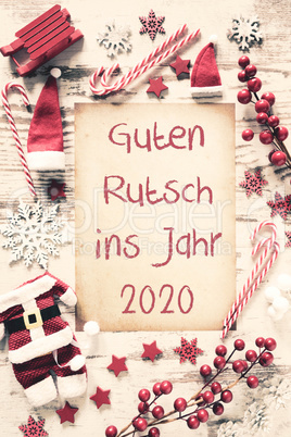 Nostalgic Christmas Flat Lay, Guten Rutsch 2020 Means Happy New Year