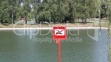 swim prohibitory sign at summer sunny day