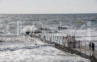 Storm sea in the resort of Arcadia in Odessa, Ukraine