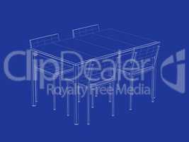 3d model of dining table and chairs