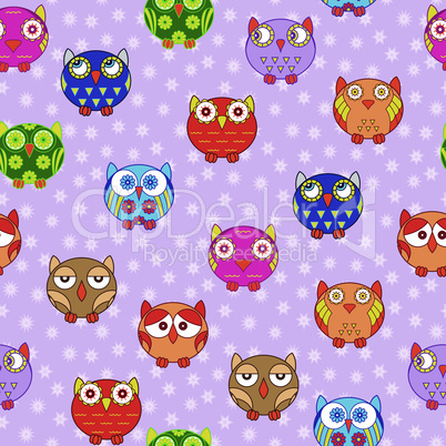 Seamless with cartoon owls for children decoration