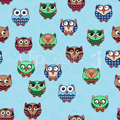 Seamless with funny owls for children decoration