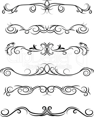 Hand drawn vector dividers. Decorative swirls lines, borders and curl set. Design elements 4